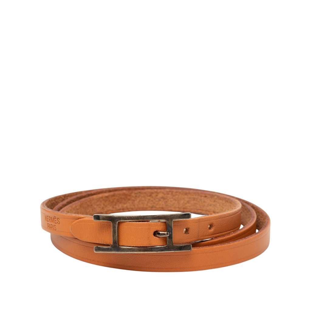 Hermès Swift Hapi 3 Triple Tour Bracelet Brown Leather Very good - Front View