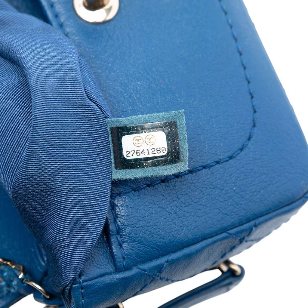 Chanel Mini Quilted Goatskin Coco Curve Flap Blue Leather Never worn, with tag - Box View