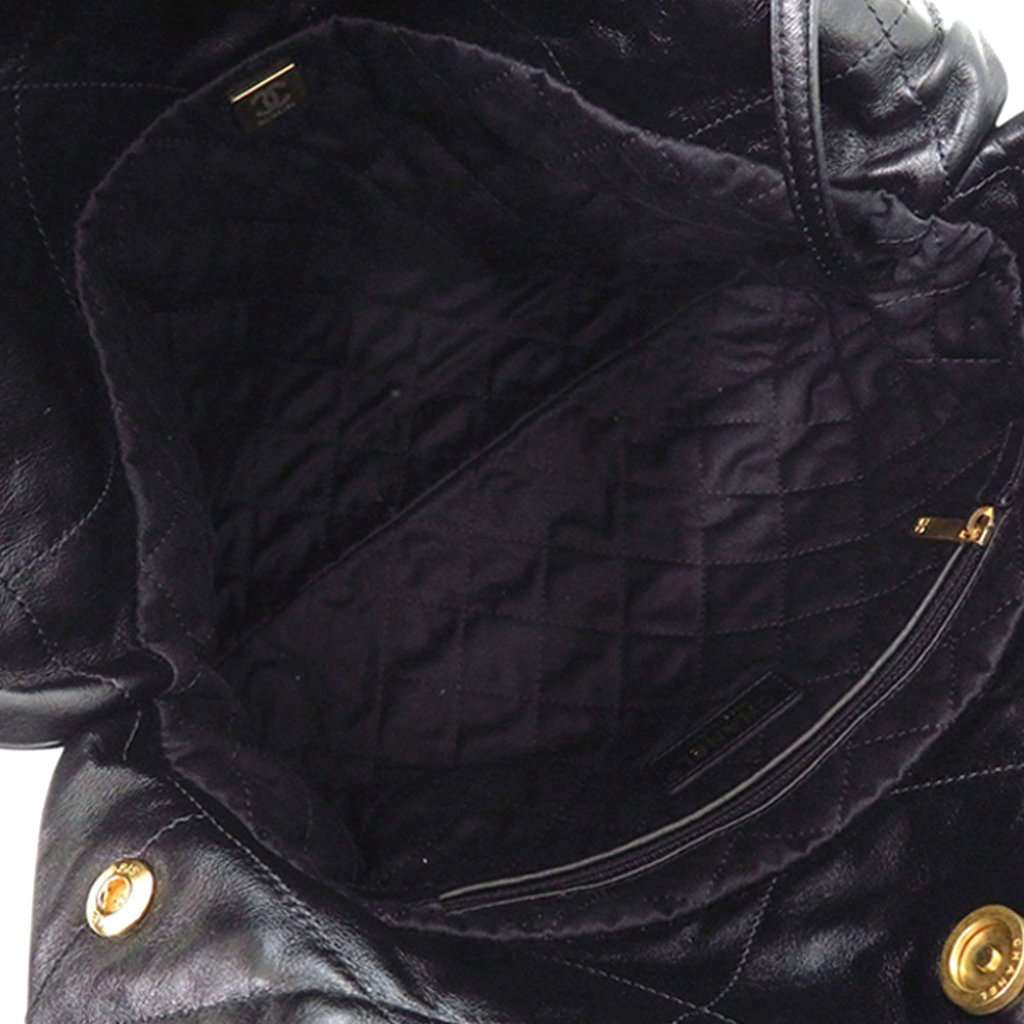 Chanel Small Quilted Shiny Calfskin 22 Handbag Black Leather Very good - Model View