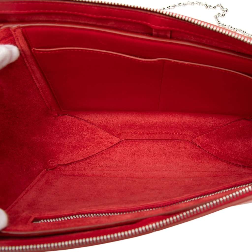 Celine Trifold Leather Clutch On Chain Red Leather Very good condition - Model View