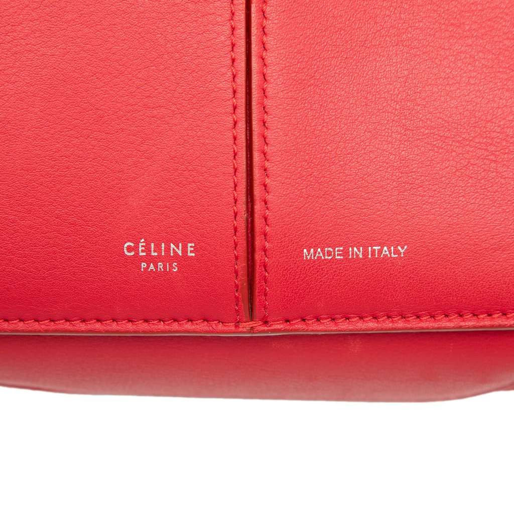 Celine Trifold Leather Clutch On Chain Red Leather Very good condition - Box View