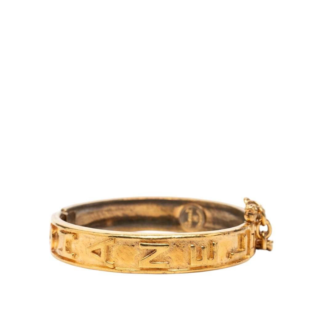Chanel Gold Plated Logo Bangle Bracelet Gold Metal Very good - Front View