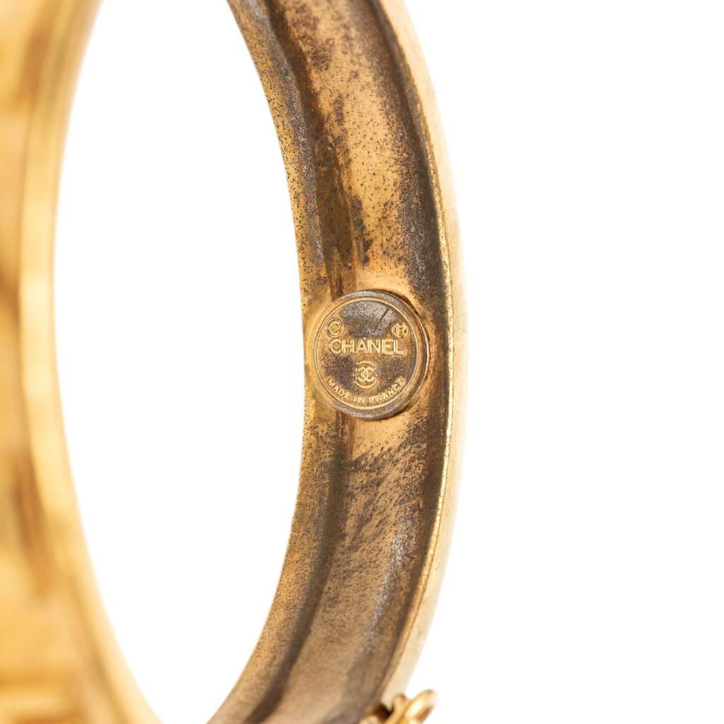 Chanel Gold Plated Logo Bangle Bracelet Gold Metal Very good - Box View