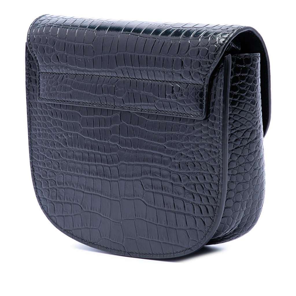 Saint Laurent Small Croc Embossed Monogram Kaia Crossbody Black Leather Very good condition - Back View