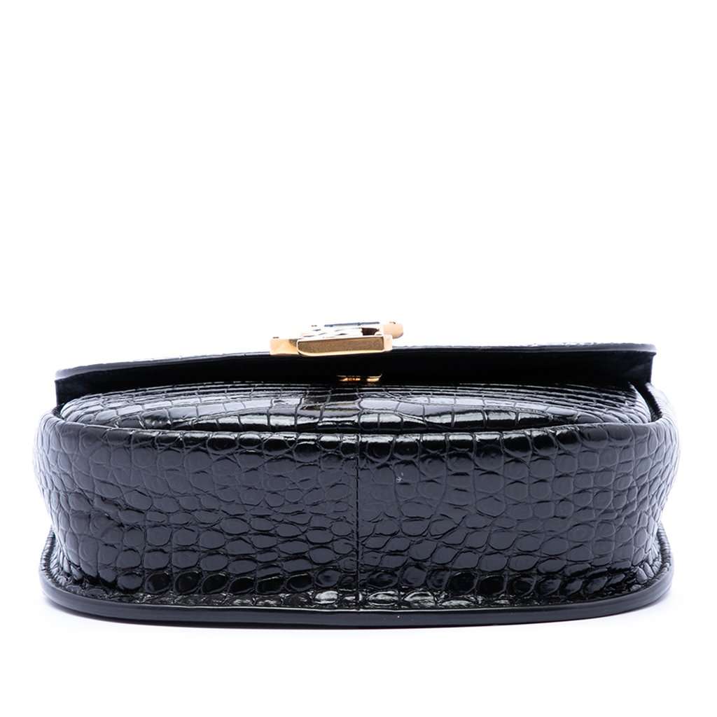 Saint Laurent Small Croc Embossed Monogram Kaia Crossbody Black Leather Very good condition - Inside View