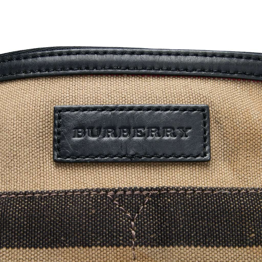 Burberry Medium Mega Check Canvas and Grained Calfskin Ashby Tassel Bucket Bag Brown Very good - Box View