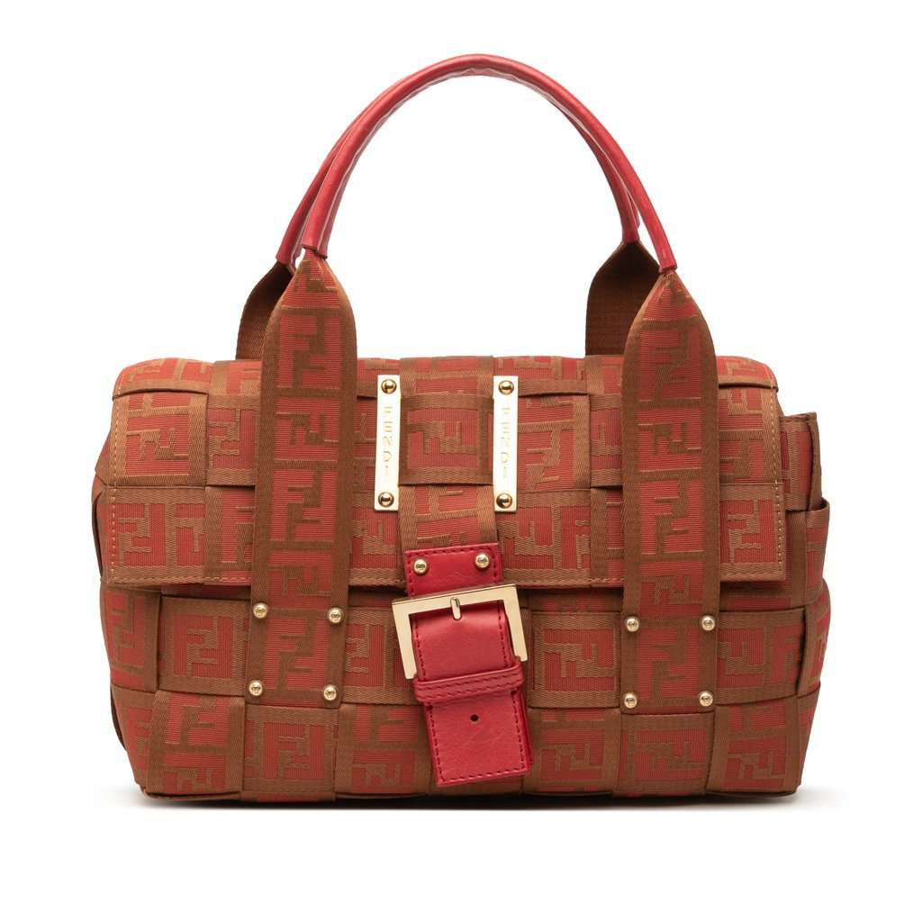Fendi Zucca Canvas Crossword Handbag Brown Very good condition - Front View