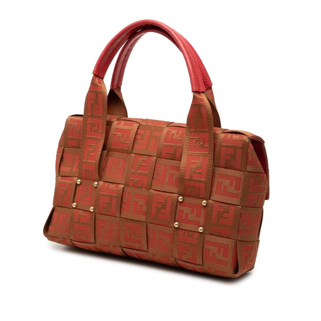 Fendi Zucca Canvas Crossword Handbag Brown Very good condition - Back View