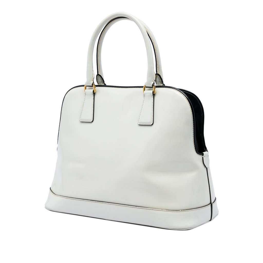 Prada Medium Spazzolato Leather Open Promenade Satchel White Leather Very good condition - Back View