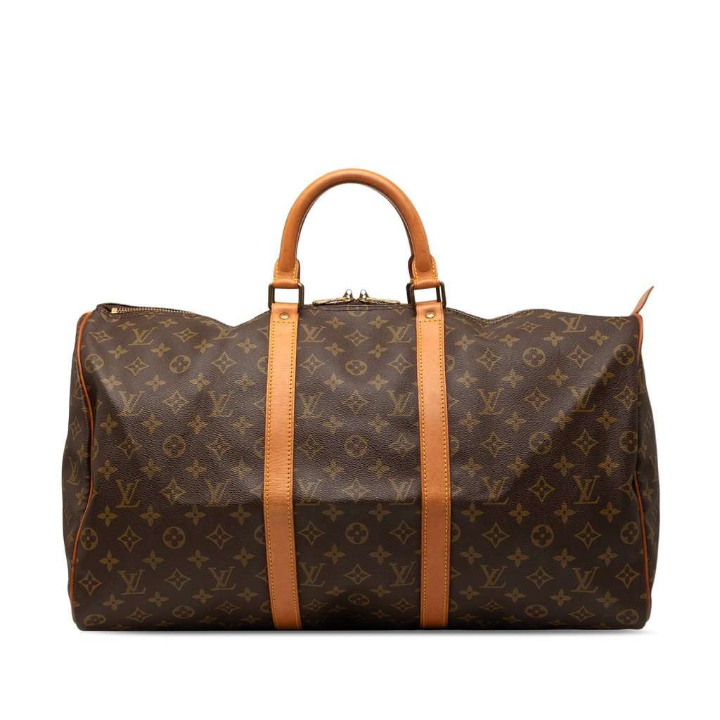 Louis Vuitton Monogram Keepall 50 Brown Good - Front View