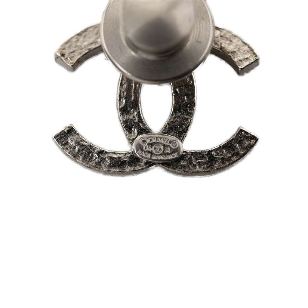 Chanel CC Brass and Strass Pin Brooch Silver Metal Very good - Inside View