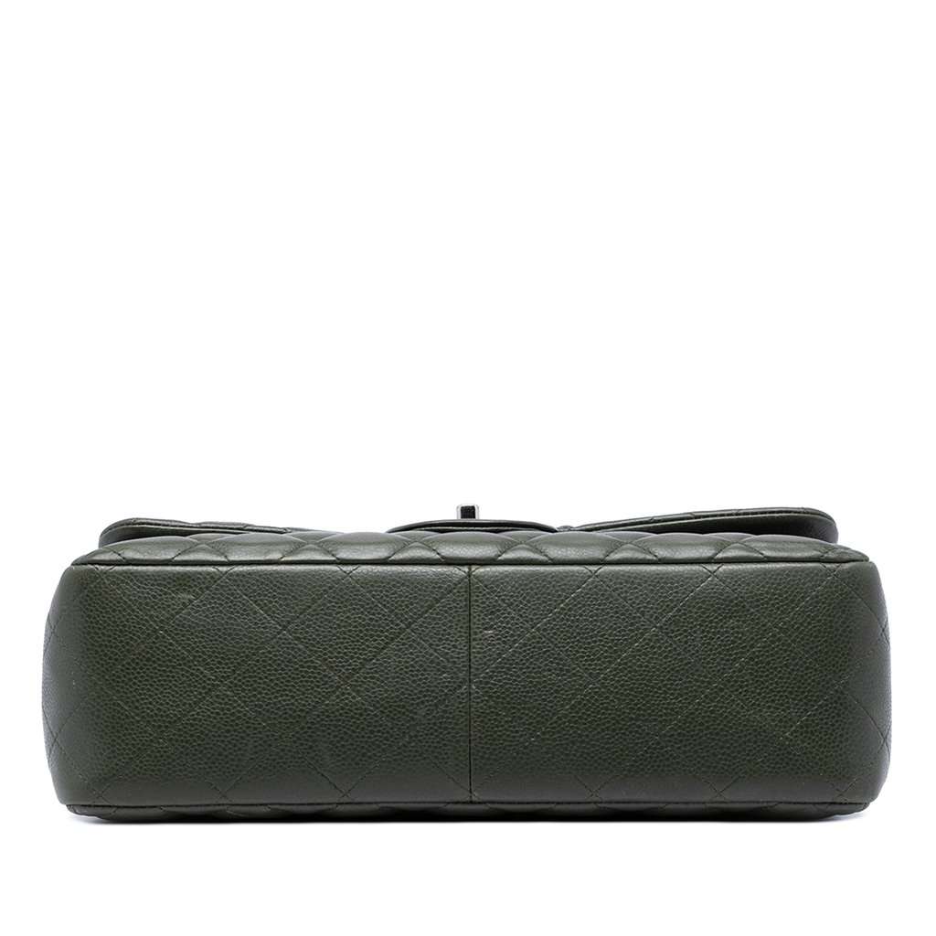 Chanel Jumbo Classic Caviar Double Flap Green Leather Very good - Inside View