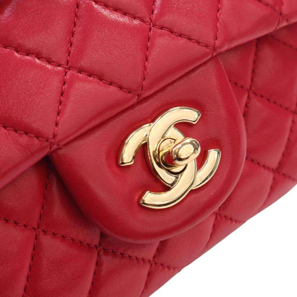 Chanel Medium Classic Lambskin Single Flap Pink Leather Very good condition - Box View
