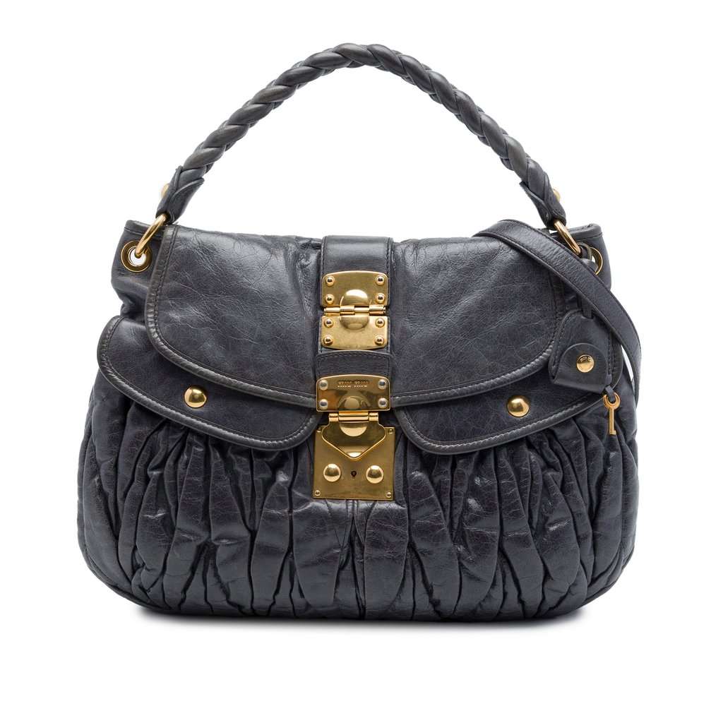 Miu Miu Matelasse Nappa Coffer Satchel Purple Leather Very good - Front View