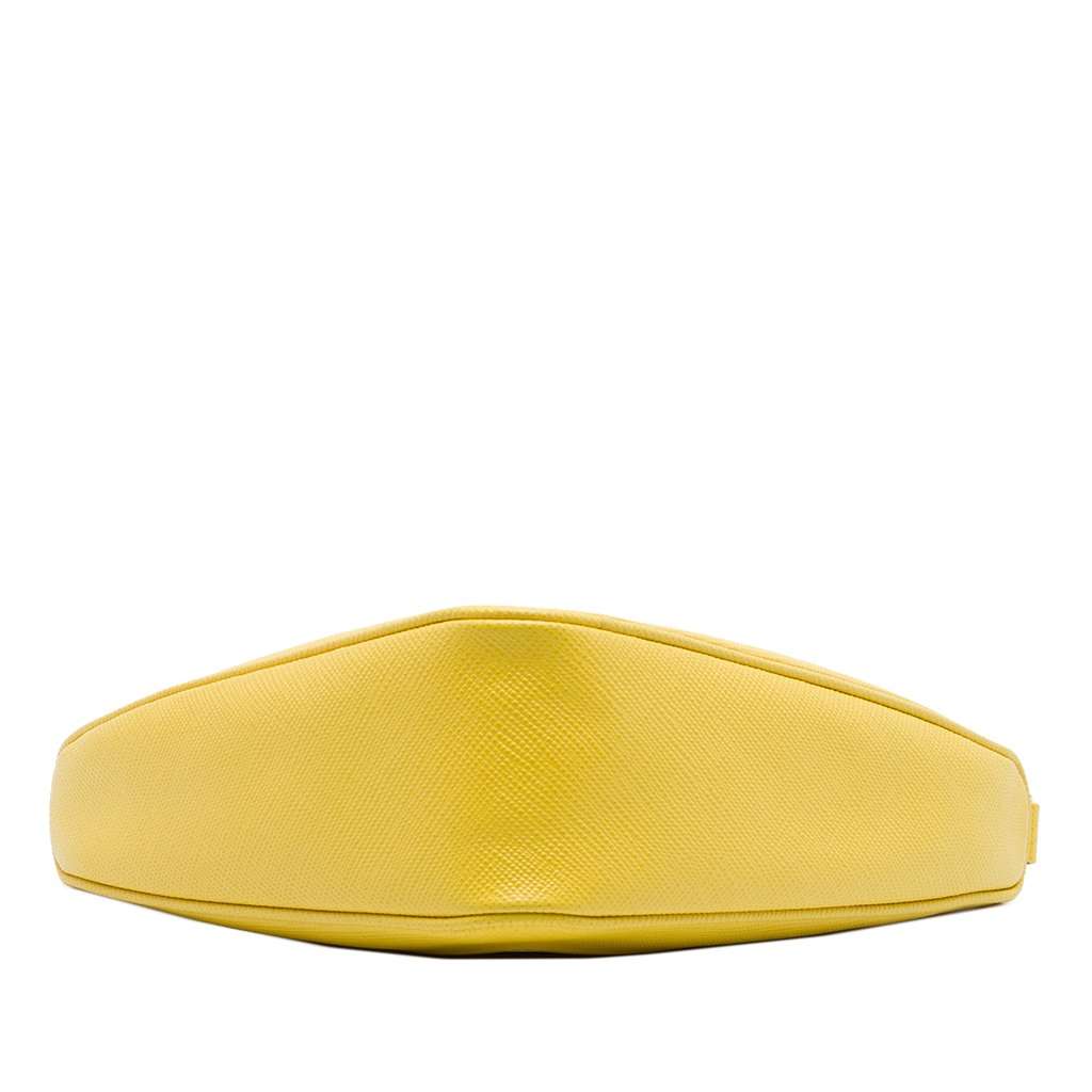 Prada Saffiano Logo Embossed Triangle Wristlet Pouch Yellow Leather Very good condition - Inside View