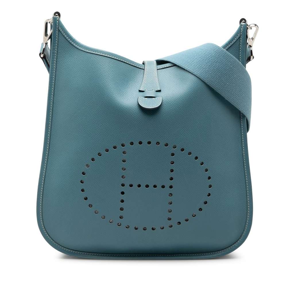 Hermès Clemence Evelyne 29 Blue Leather Very good condition - Front View