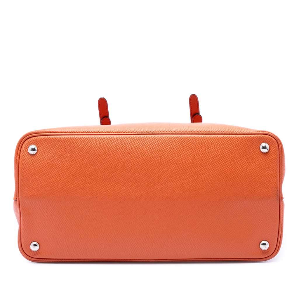 Prada Medium Saffiano Cuir Double Handle Satchel Orange Leather Good condition - Inside View