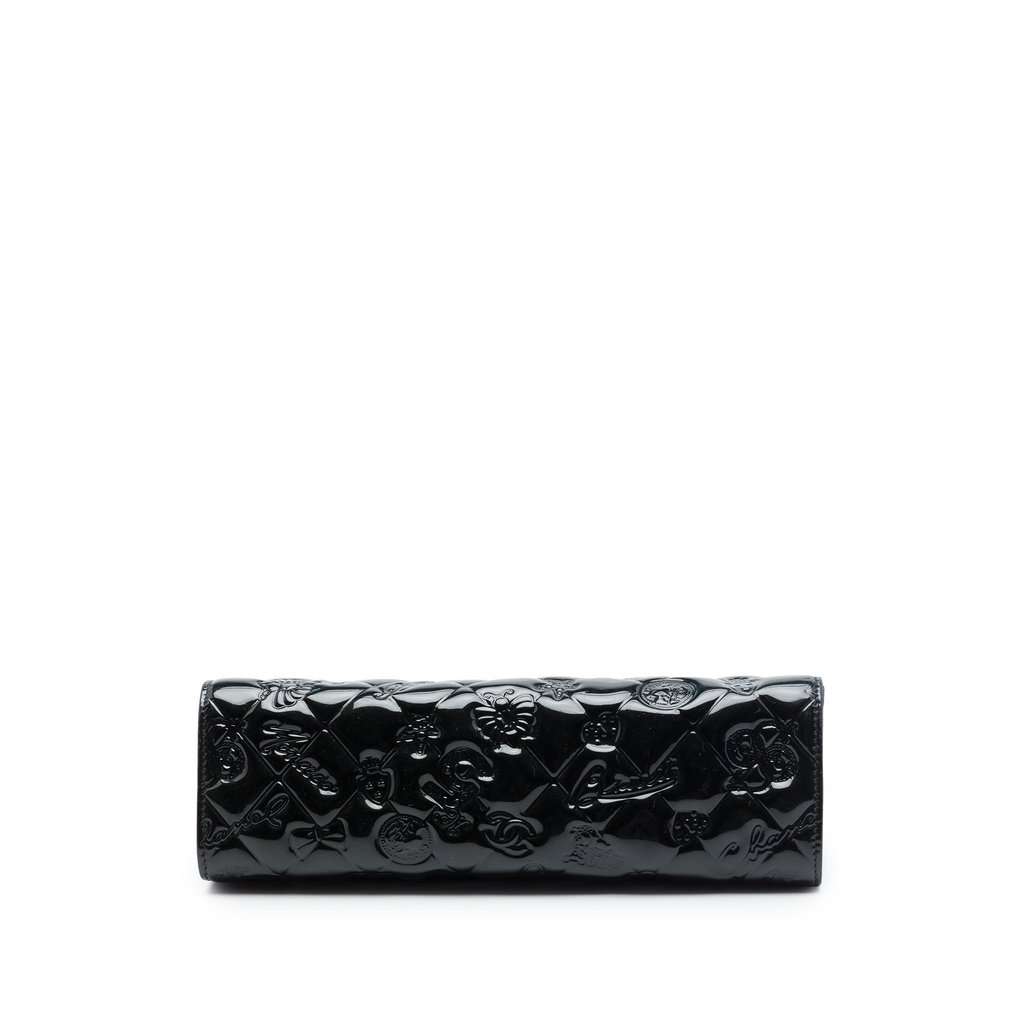 Chanel Quilted Patent Embossed Lucky Symbols Pochette Black Leather Very good - Inside View