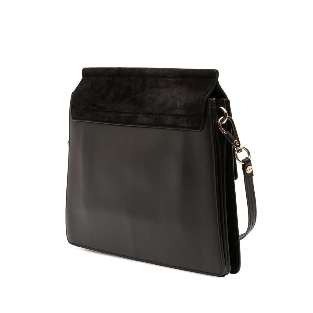 Chloé Medium Calfskin and Suede Faye Crossbody Black Leather Very good condition - Back View