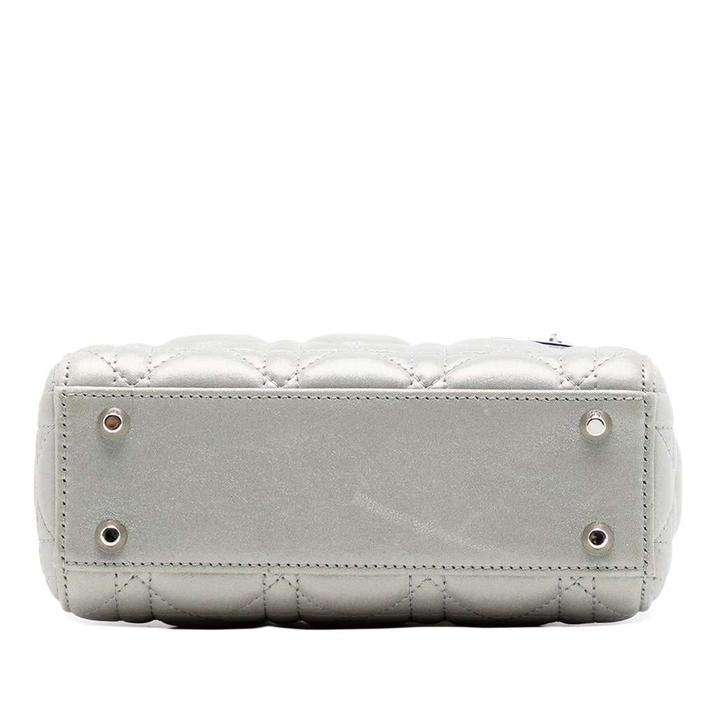 Dior Mini Iridescent Lambskin Cannage Lady Dior Silver Leather Very good - Inside View