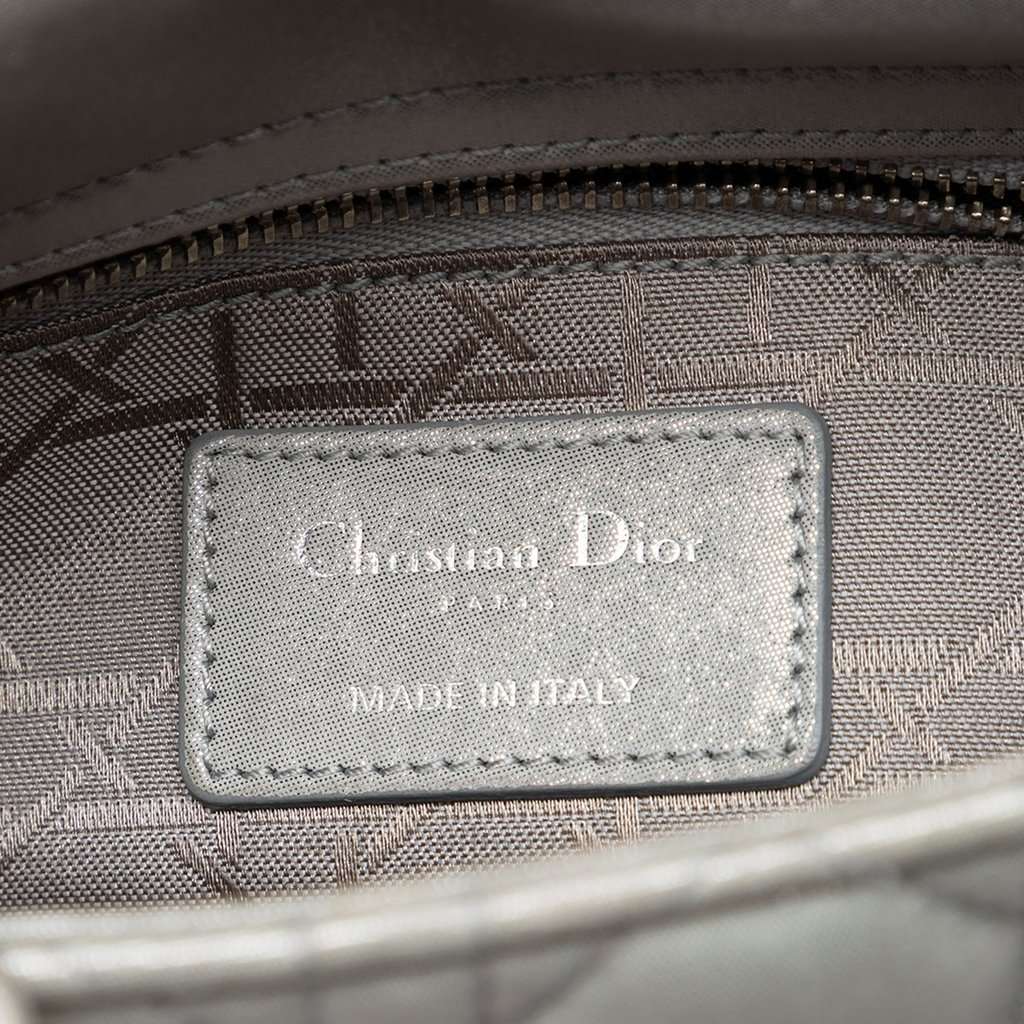 Dior Mini Iridescent Lambskin Cannage Lady Dior Silver Leather Very good - Box View