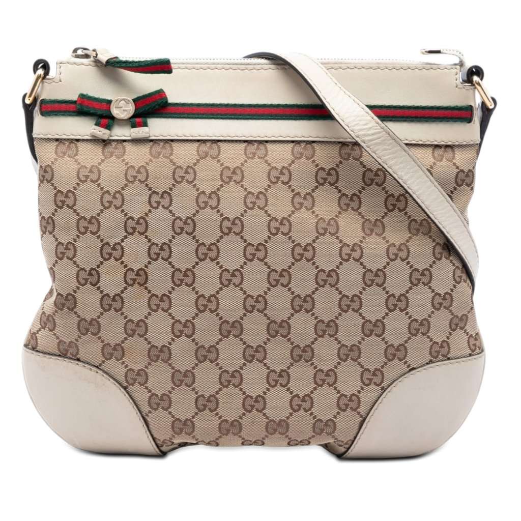 Gucci GG Canvas Web Mayfair Crossbody Beige Very good condition - Front View