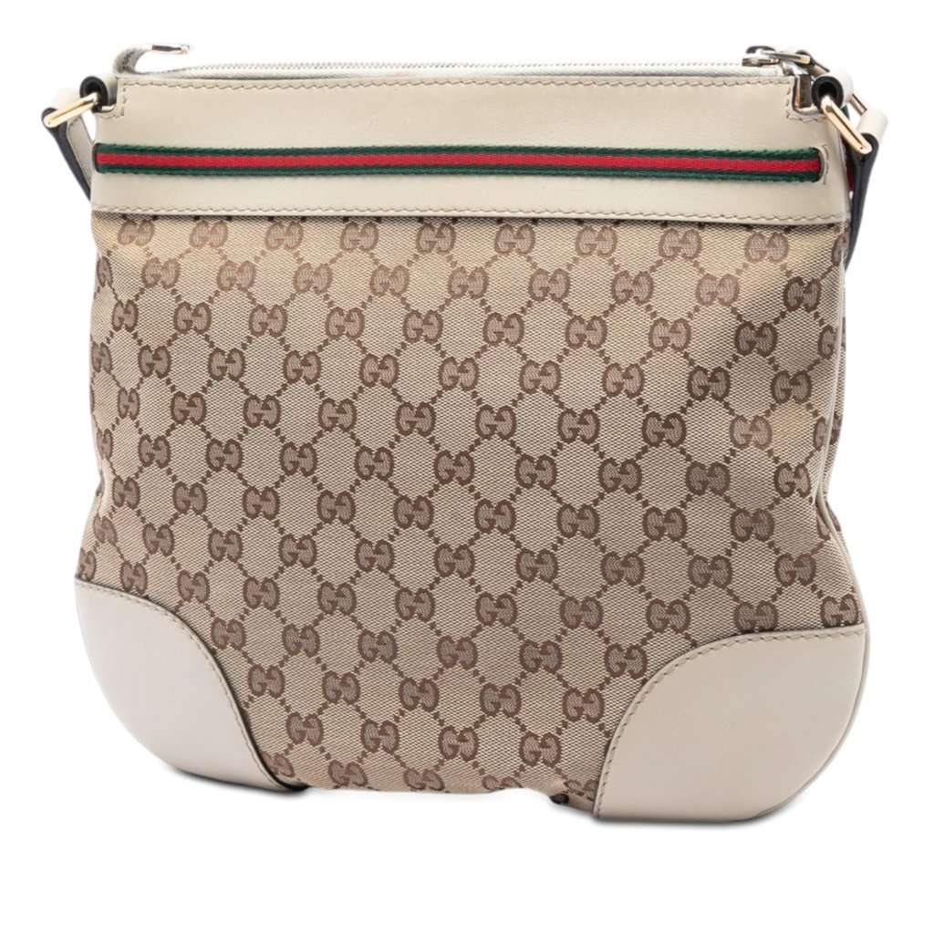 Gucci GG Canvas Web Mayfair Crossbody Beige Very good condition - Back View