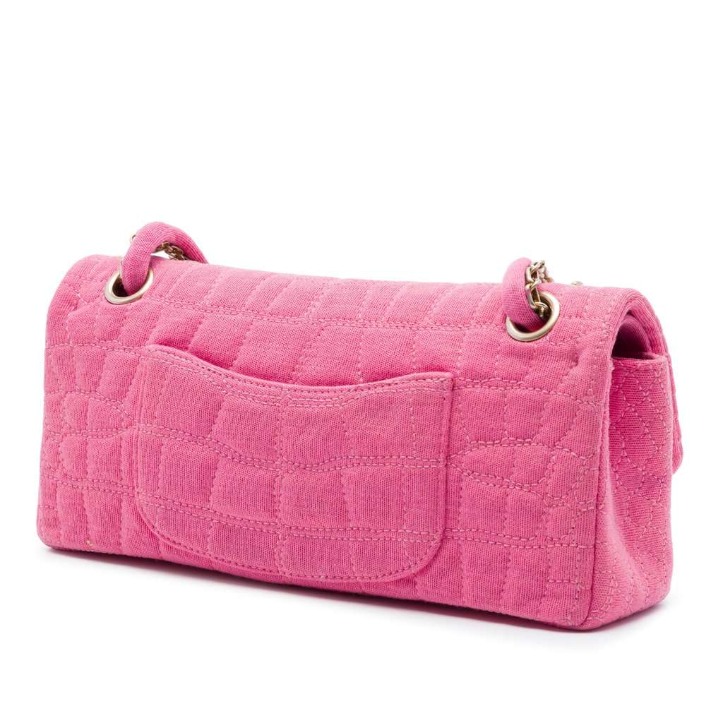 Chanel Croc Quilted Jersey Reissue 2.55 East West Double Flap Pink Very good - Back View