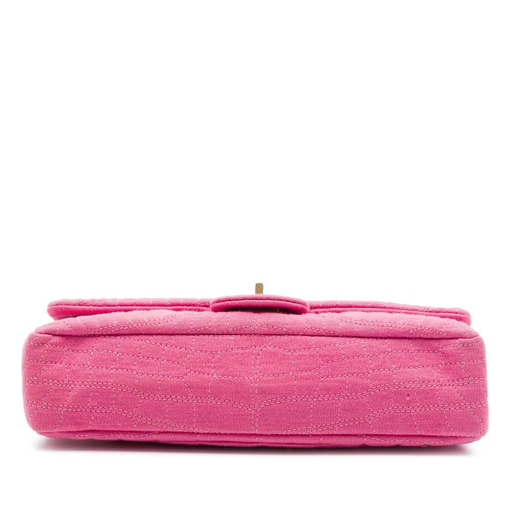 Chanel Croc Quilted Jersey Reissue 2.55 East West Double Flap Pink Very good - Inside View