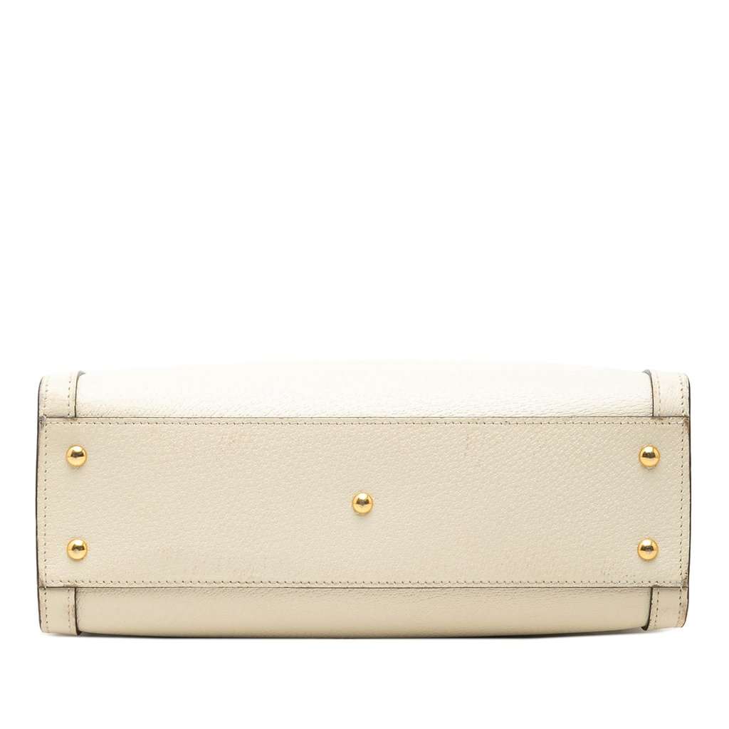 Gucci Medium Calfskin Bamboo Diana Satchel White Leather Very good condition - Inside View