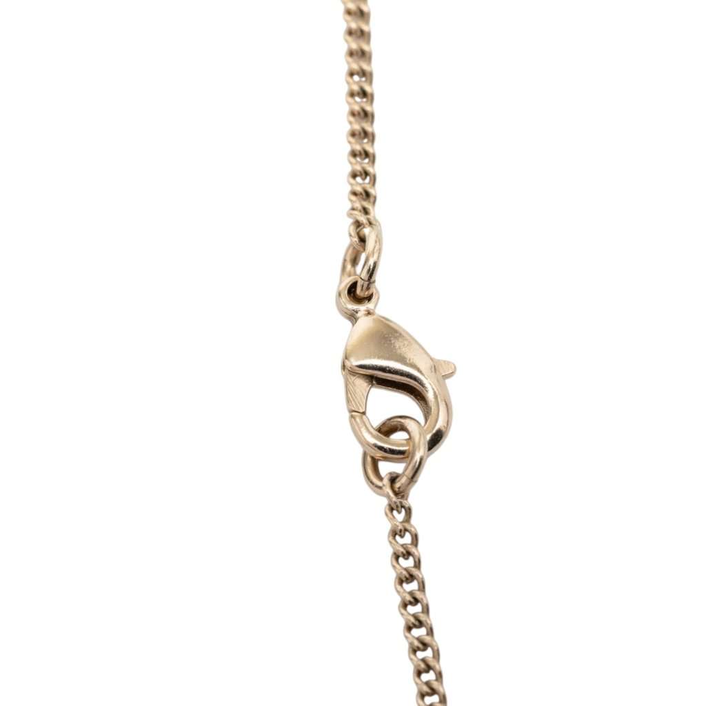 Chanel CC Gold Plated Strass Round Pendant Necklace Gold Metal Very good - Inside View