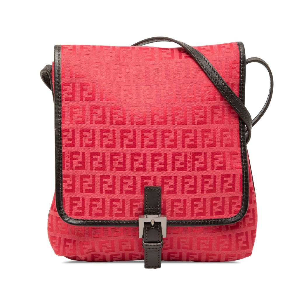 Fendi Zucchino Canvas Crossbody Red Very good - Front View