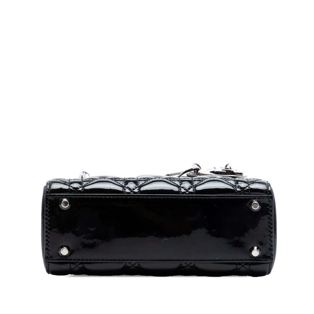 Dior Mini Patent Cannage Lady Dior Black Leather Very good condition - Inside View