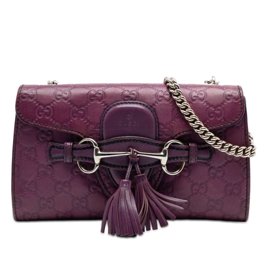 Gucci Small Guccissima Emily Crossbody Purple Leather Very good condition - Front View