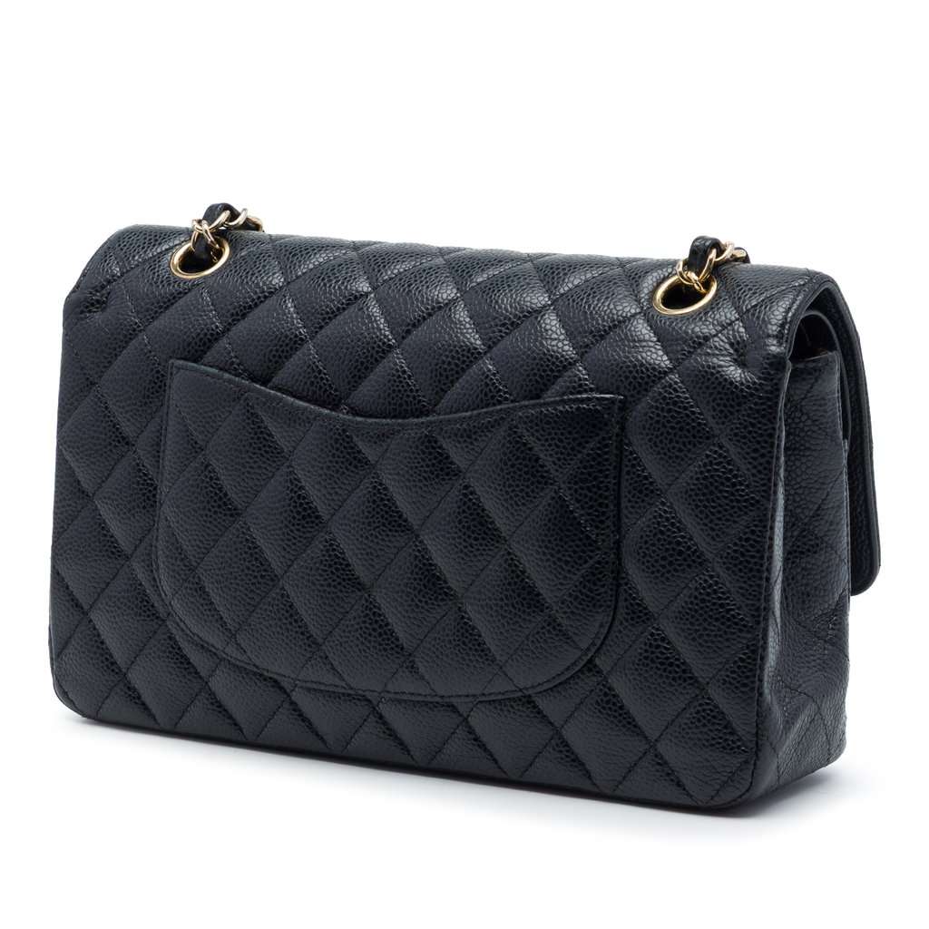 Chanel Medium Classic Caviar Double Flap Black Leather Very good condition - Back View