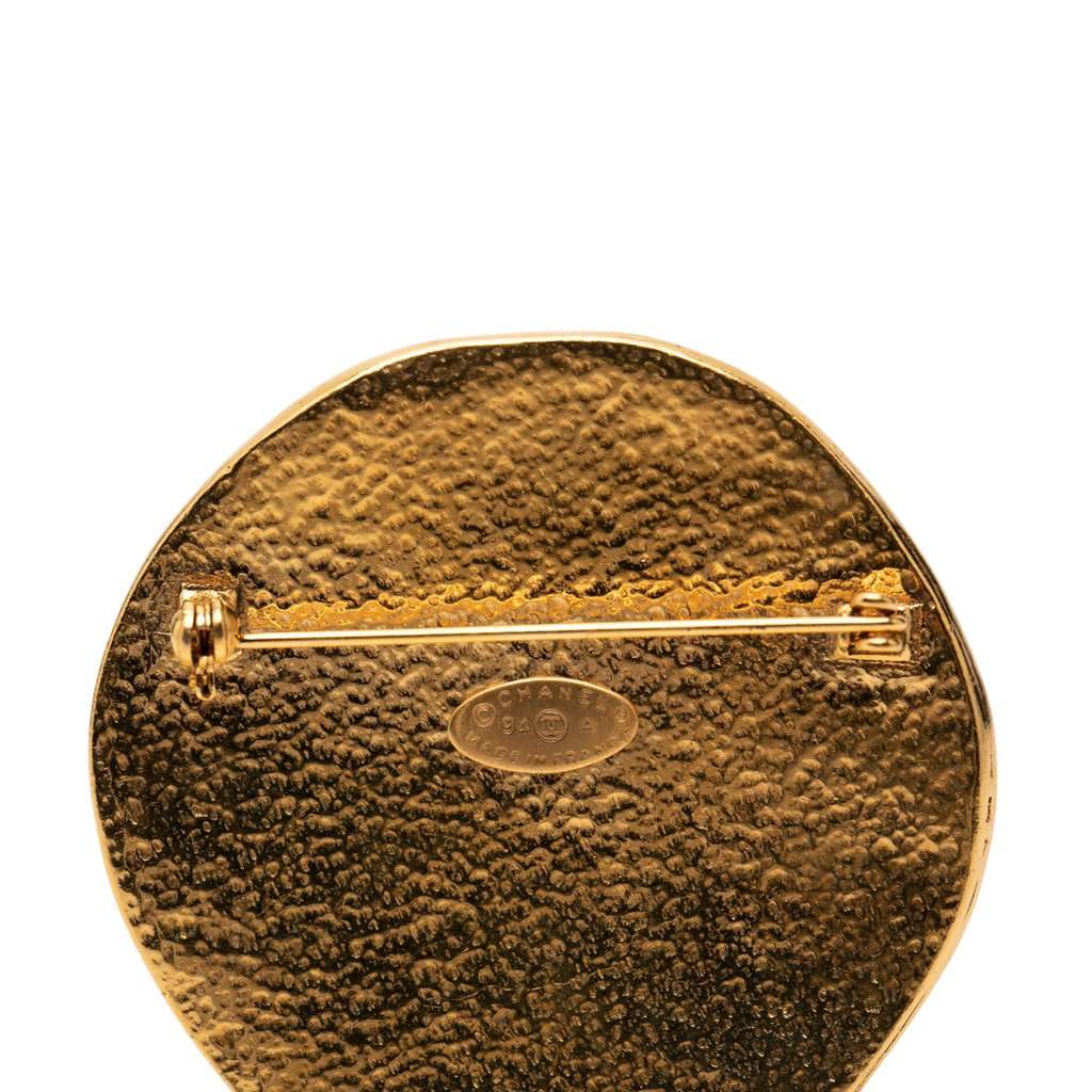 Chanel CC Gold Plated Sunburst Brooch Gold Metal Very good - Inside View
