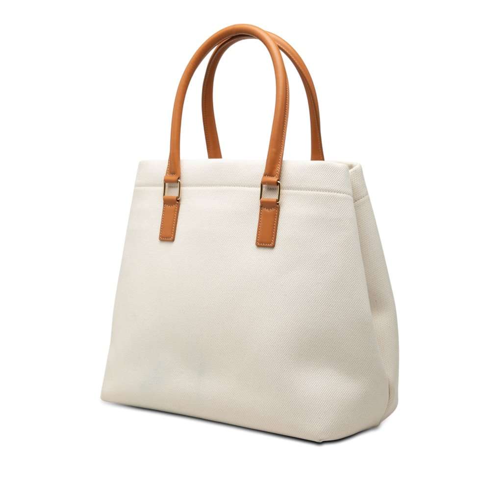 Celine Small Canvas Logo Print Horizontal Cabas Tote Brown Very good - Back View