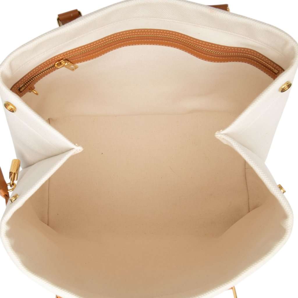 Celine Small Canvas Logo Print Horizontal Cabas Tote Brown Very good - Model View