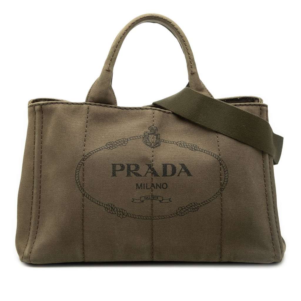 Prada Canvas Canapa Logo Satchel Brown Very good condition - Front View