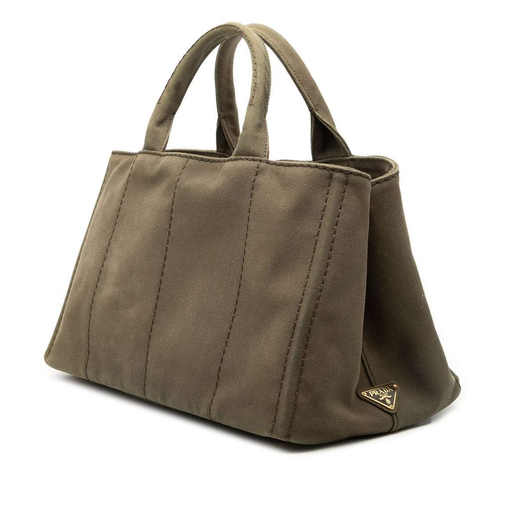 Prada Canvas Canapa Logo Satchel Brown Very good condition - Back View