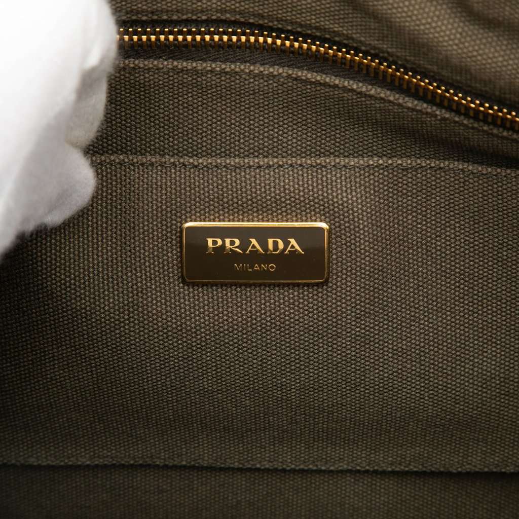 Prada Canvas Canapa Logo Satchel Brown Very good condition - Box View