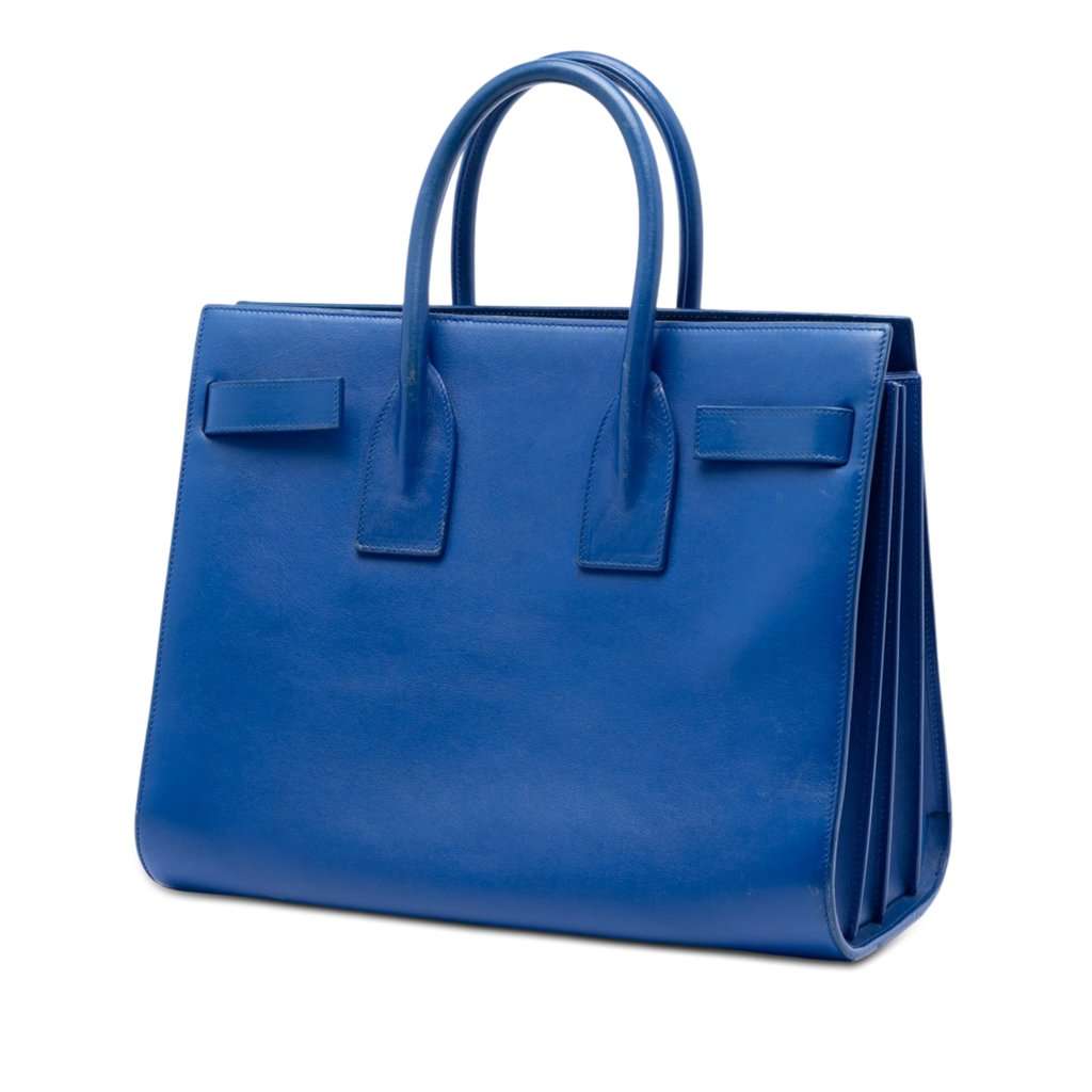 Saint Laurent Small Leather Sac De Jour Satchel Blue Leather Very good - Back View