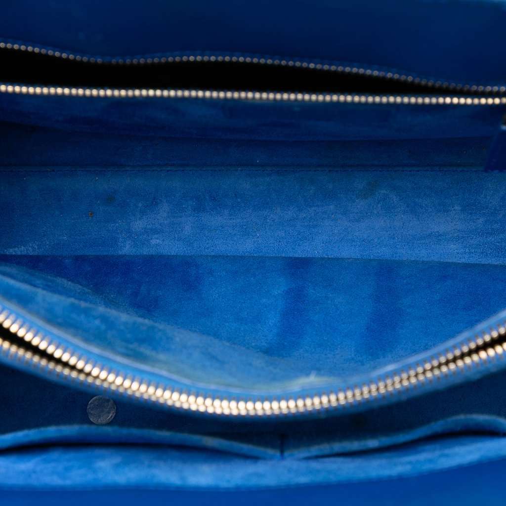 Saint Laurent Small Leather Sac De Jour Satchel Blue Leather Very good - Model View