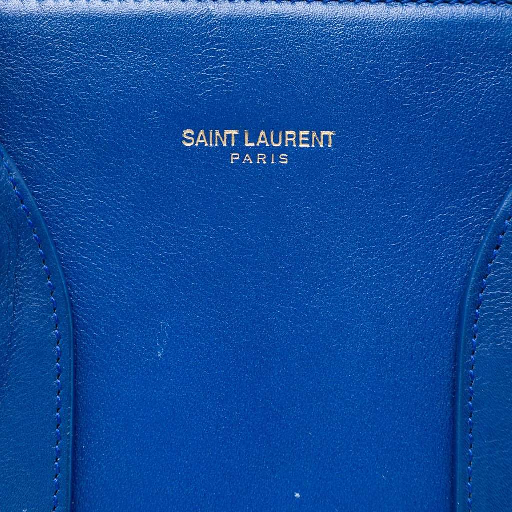 Saint Laurent Small Leather Sac De Jour Satchel Blue Leather Very good - Box View