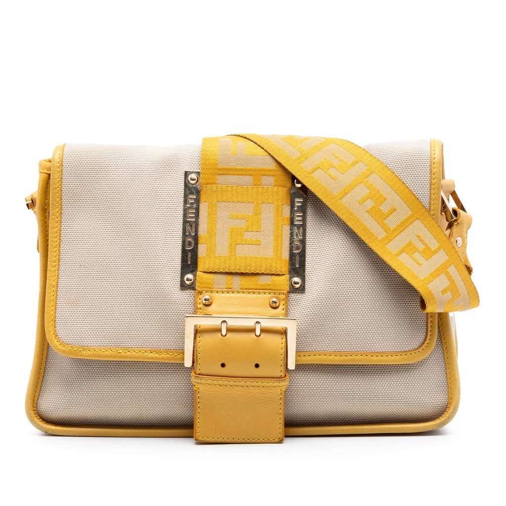 Fendi Canvas Borsa Tape Shoulder Bag Beige Very good - Front View