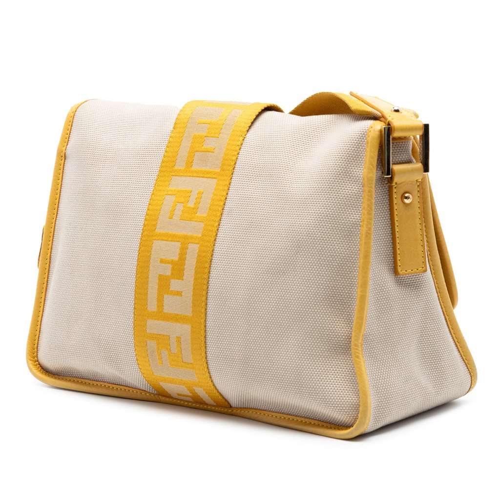 Fendi Canvas Borsa Tape Shoulder Bag Beige Very good - Back View