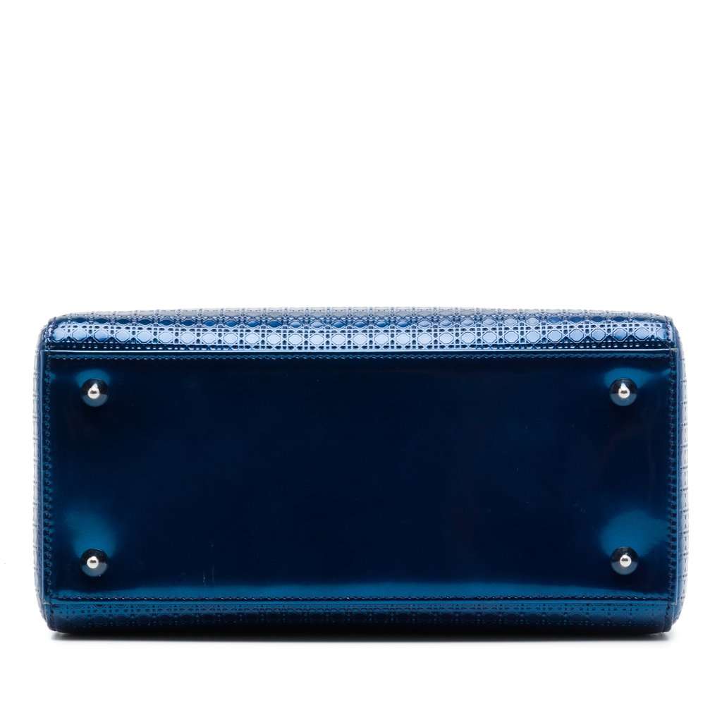 Dior Medium Metallic Patent Microcannage Lady Dior Blue Leather Very good - Inside View