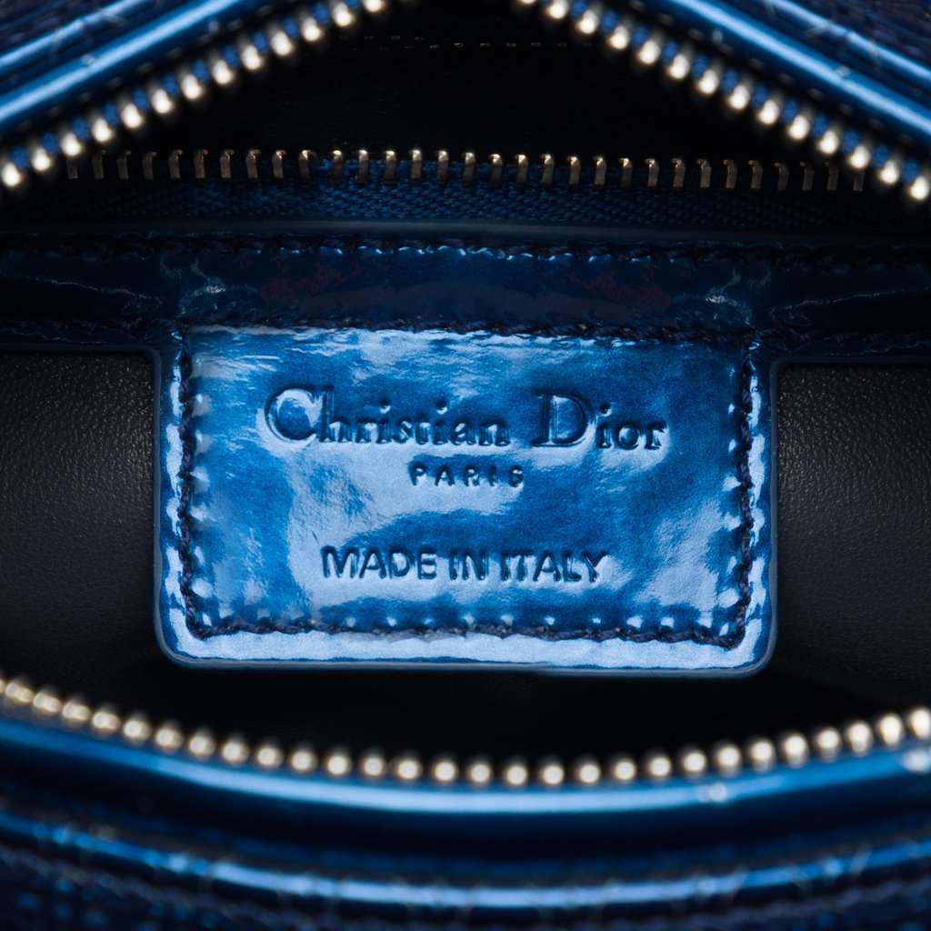 Dior Medium Metallic Patent Microcannage Lady Dior Blue Leather Very good - Box View