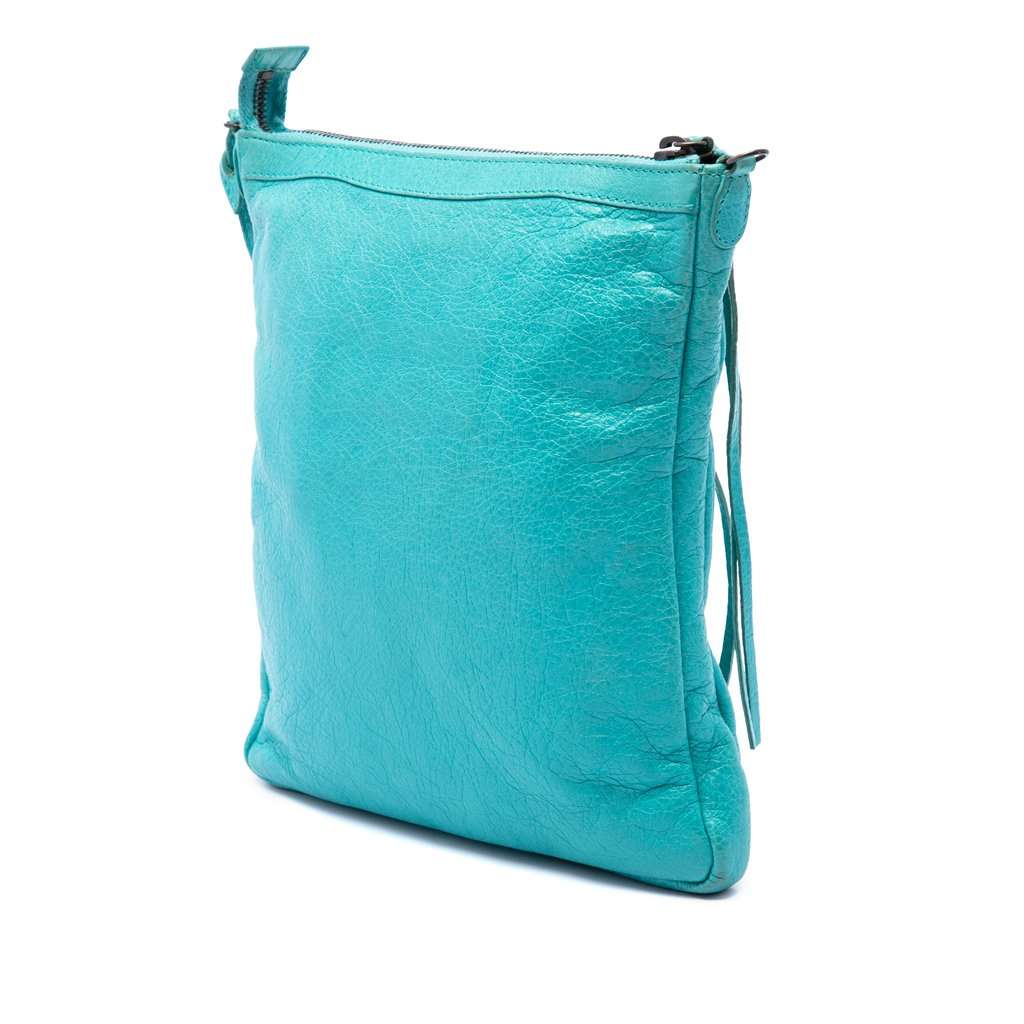 Balenciaga Lambskin Motocross Classic Flat Crossbody Blue Leather Very good condition - Back View