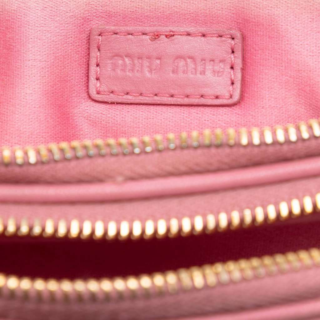Miu Miu Nappa Matelasse Double Zip Handbag Pink Leather Very good condition - Box View
